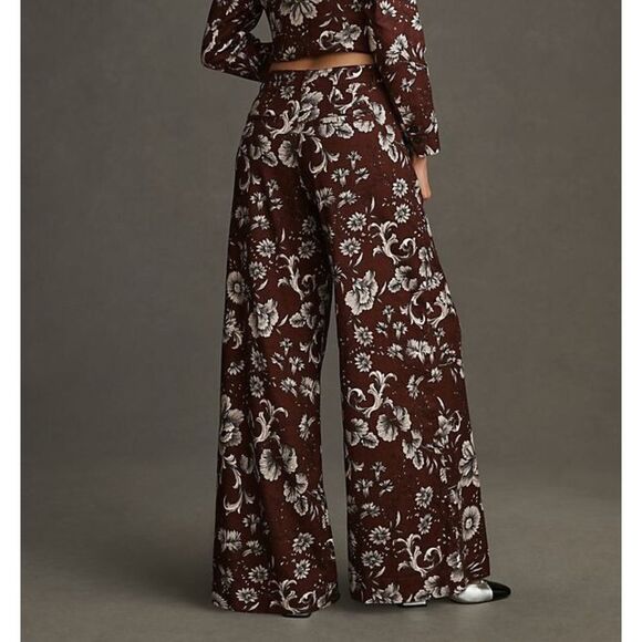 Anthropologie Linen Blend Mid Rise Wide Leg Pants Size 2 Floral Print - Picture 4 of 16